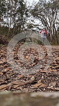 Woman running on a trail