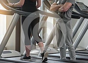 Woman running on treadmill