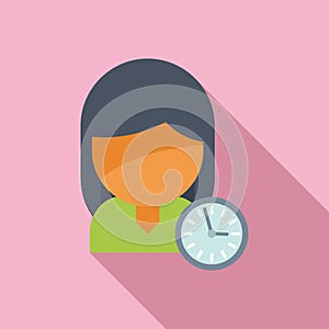 Woman rush job icon flat vector. Business work