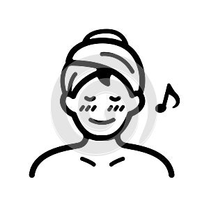 Woman's bath time , sauna icon illustration