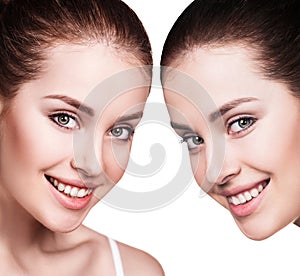 Woman`s beauty faces with healthy skin.