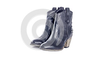 Woman's Black Leather Cowboy Boots #2