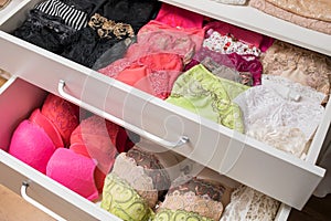 Woman`s Bra and underwear drawer