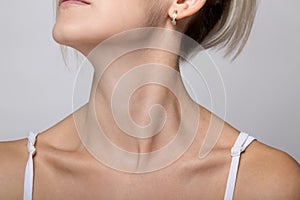 Woman`s chin and neck photo