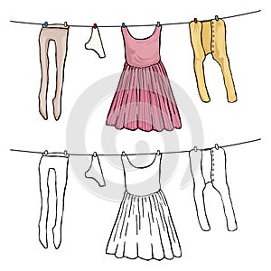 Woman's clothing drying in the wind