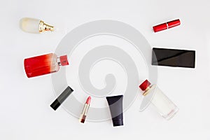 Woman`s cosmetics in form of circkle