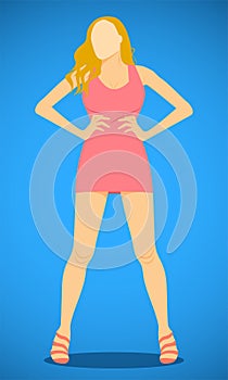 Woman`s day. star actor artiste pose put hand on waist. vector illustration eps10