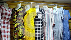 A woman's dress on a mannequin. Skirt.Blouse.Clothes in the store for customers. the
