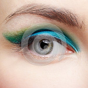 Woman's eye zone makeup
