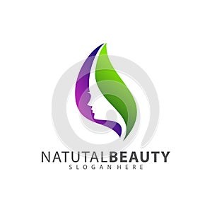 Woman`s face in flower leaves. Abstract design concept for beauty salon, massage, cosmetic and spa. Vector female logo design temp