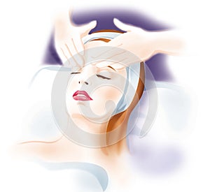 Woman's face massage - skin care