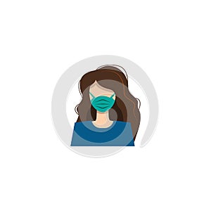 Woman`s face in a medical protective mask. Quarantine. covid 2019 coronavirus