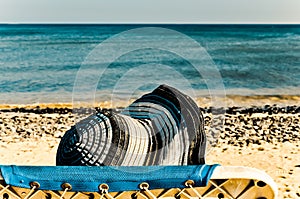 Woman's face under summer hat