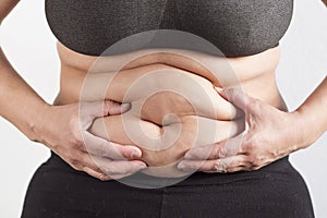 Woman`s fat belly