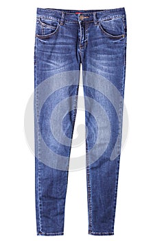 Woman`s female blue jeans isolated.