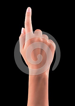 Woman's finger pointing or touching