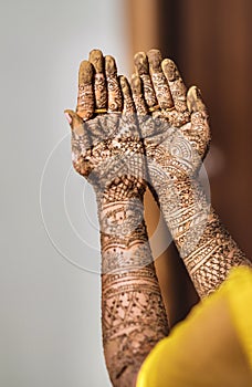 Woman's hand covered in traditional Henna Mehandi body art