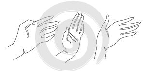 Woman`s hand gestures. One line drawing. Vector illustration. Grace and mannerism photo