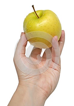 Woman's hand holding an apple