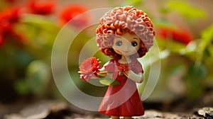 Woman\'s hand holding red flower in close-up detail generated by AI tool