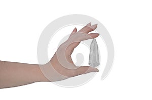 Woman's hand holding Vogel wand-Crystal healing tool photo