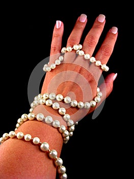 Woman's Hand with Pearls