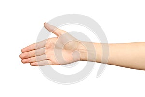 Woman`s hand ready for handshaking