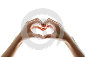 Woman`s hands are heart-shaped,Beautiful