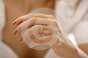 woman's hands with jewelry rings.close-up beauty and fashion