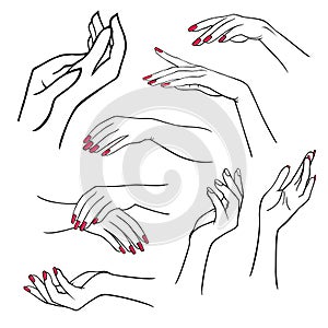Woman`s hands set