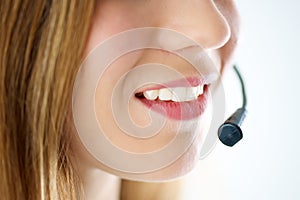 Woman's lips with microphone