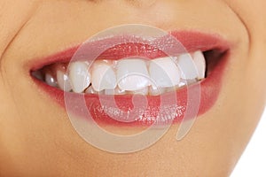 Woman's mouth with perfect smile.