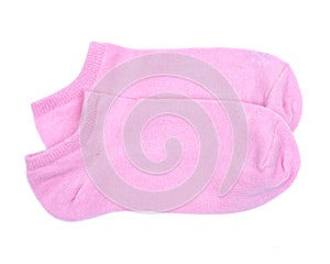 Woman`s original ankle low rise pink socks isolated on white