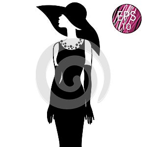 Woman`s silhouette in black hat