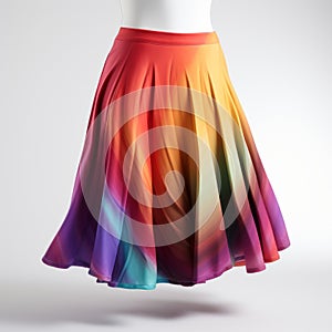 Rainbow Midi Skirt With Digital Airbrushing And Warm Tonal Range