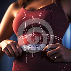 woman\'s waist with measuring tape