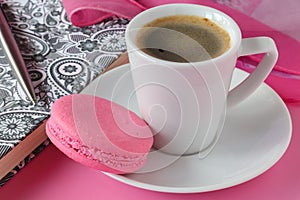 Woman`s workplace side view