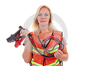 Woman in safety vest