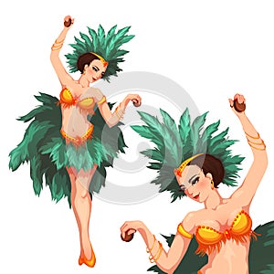 Woman samba dancer. Rio carnival. Vector illustration