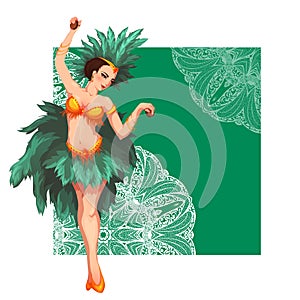 Woman samba dancer. Rio carnival. Vector illustration