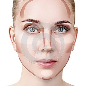 Woman with sample contouring and highlight makeup