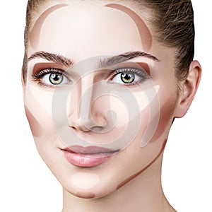 Woman with sample contouring and highlight makeup