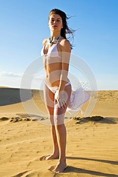 Woman on sand photo