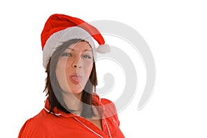 Woman with Santa hat