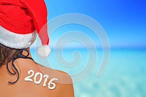 Woman with santas hat and 2016