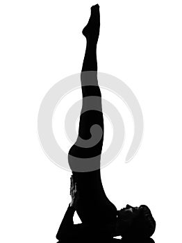 Woman sarvangasana Shoulder Stand yoga pose