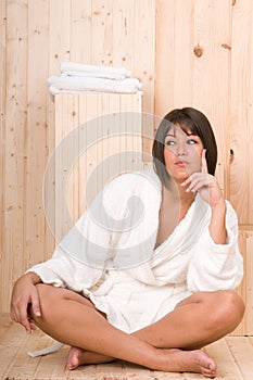 Woman in a sauna or relax massage session