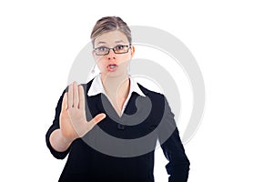 Woman saying stop