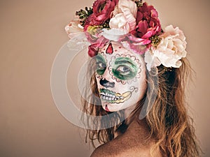 Woman with scary makeup