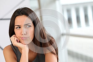 Woman with sceptical look